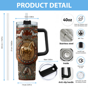 Love Horses - Personalized Horse Tumbler With Plush Charm
