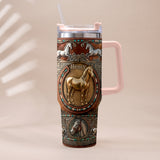 Love Horses - Personalized Horse Tumbler With Plush Charm