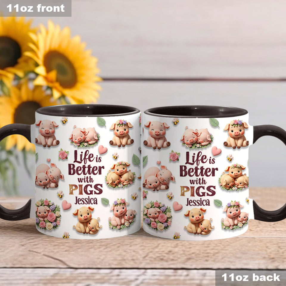 Just A Girl Who Loves Pigs - Personalized Pig Lover Accent Mug