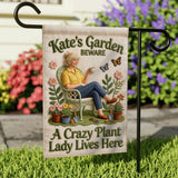 A Crazy Plant Lady Lives Here - Personalized Gardening Garden Flag