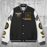 Bikers Go Chrome - Personalized Biker Varsity Jacket