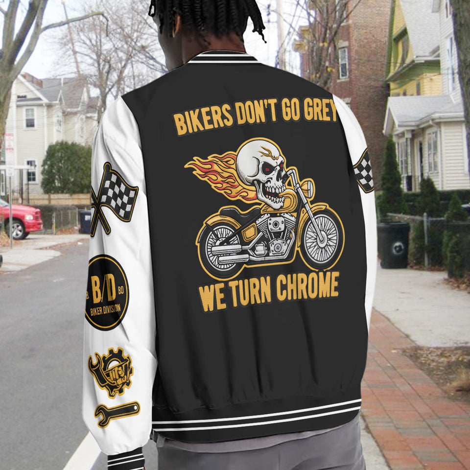Bikers Go Chrome - Personalized Biker Varsity Jacket