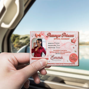 Passenger Princess Card - Personalized Couple Shaped Car Visor Clip