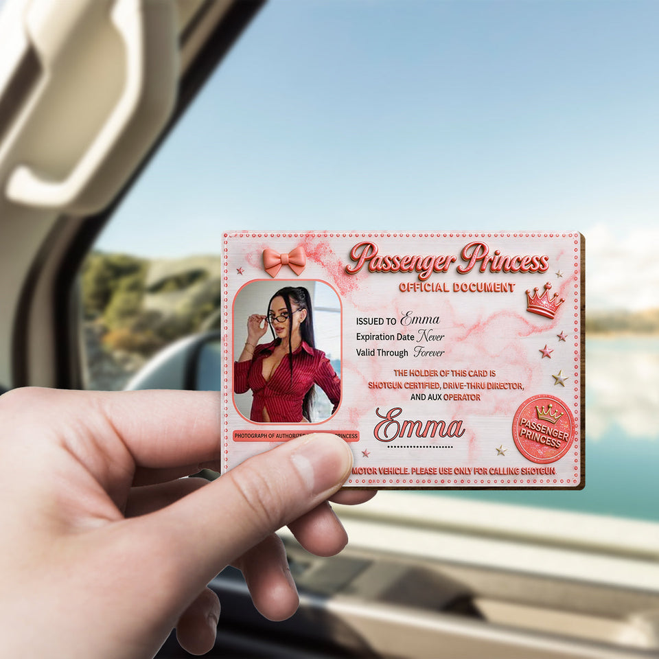 Passenger Princess Card - Personalized Couple Shaped Car Visor Clip