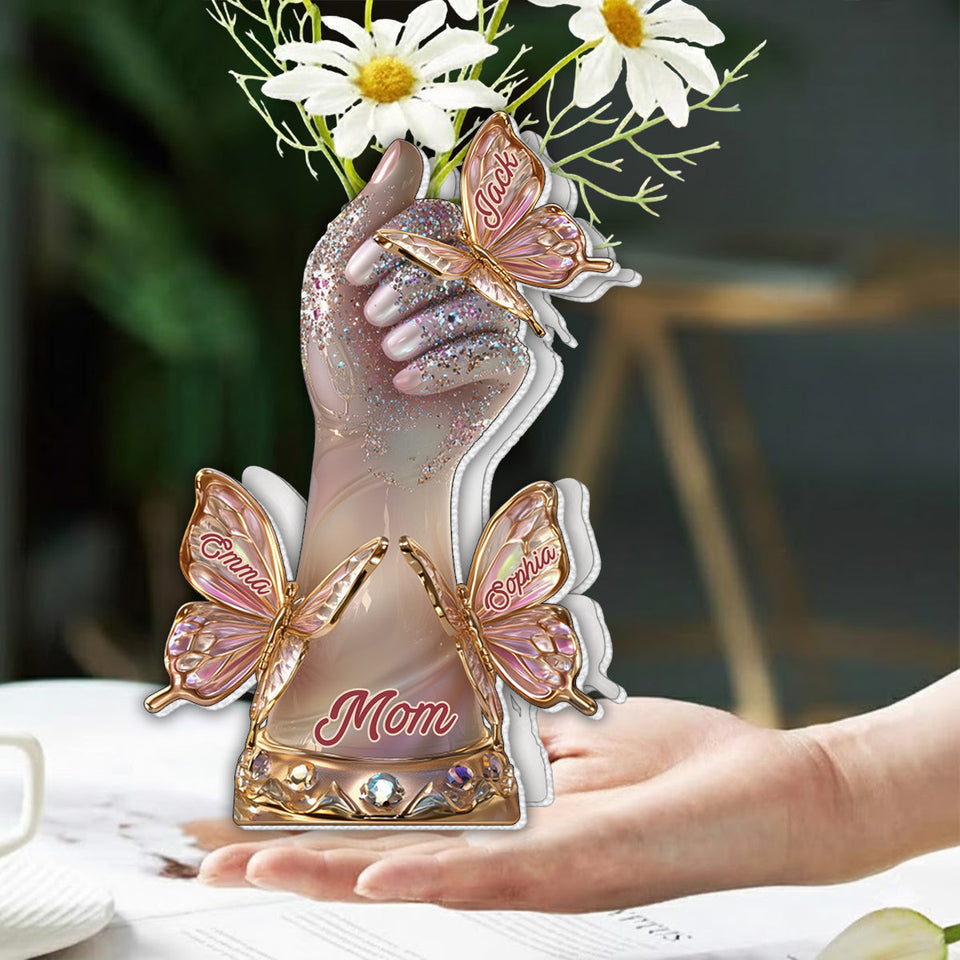 The Love Of The Mother & Her Kids - Personalized Mother Custom Shape Acrylic Flower Vase