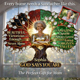 Black Woman Pride, God Says You Are - Personalized African American Window Hanging Suncatcher Ornament