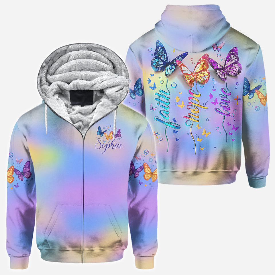 Fath Hope Love - Personalized Butterfly All Over Shirt