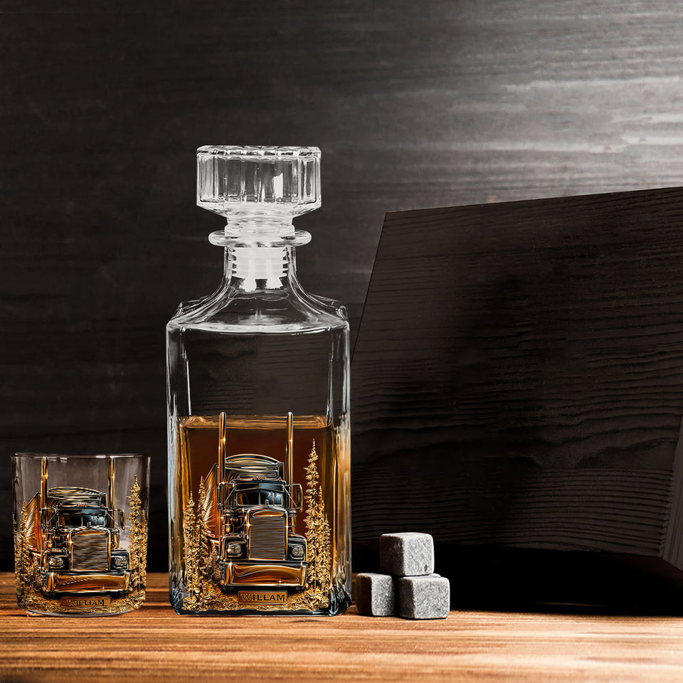 Best Truck Driver - Personalized Trucker Whiskey Decanter Set