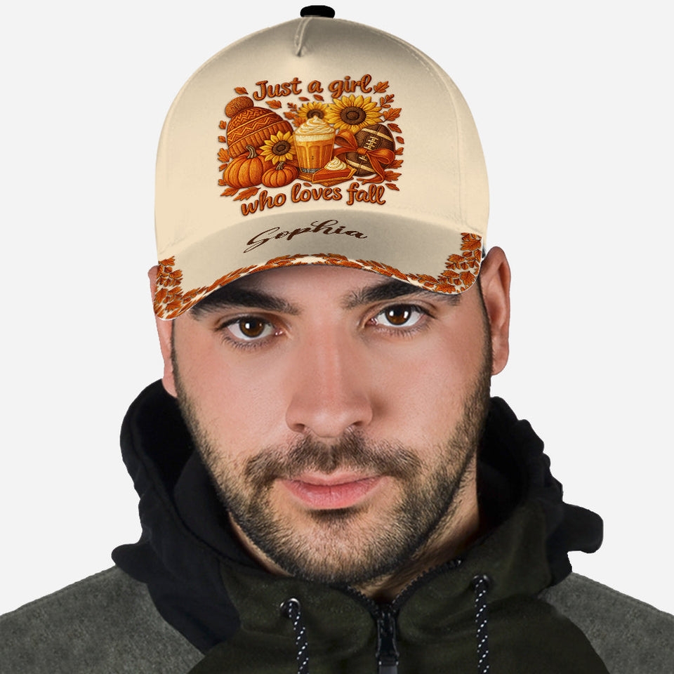 Just A Girl Who Loves Fall - Personalized Autumn Classic Cap