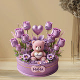 Mom Grandma Bear And Flowers - Personalized Mother Custom Shaped Acrylic Plaque