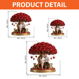 Custom Lesbian Couple Figurine Statue under Red Rose Tree, Engraved Name, Romantic Same Sex LGBT Anniversary Wedding Gift Home Decor