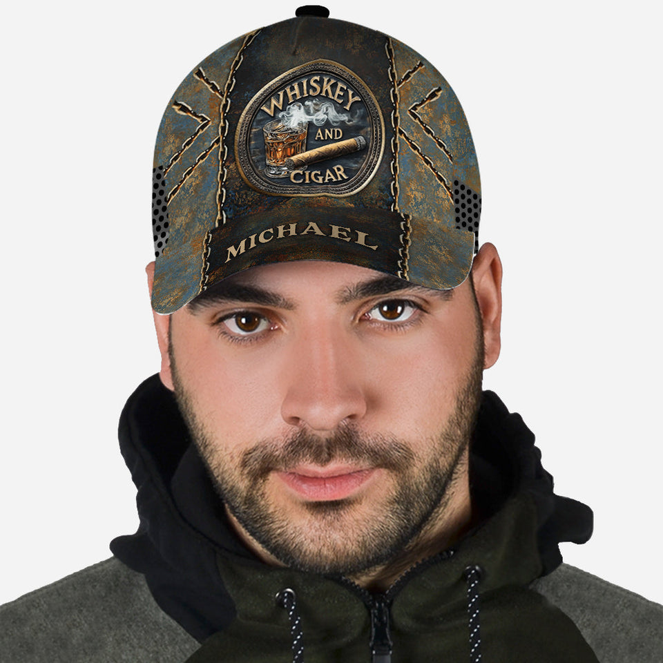 Whiskey And Cigar - Personalized Whisky Classic Cap