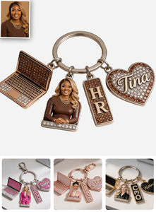 Custom Any Photo, Any Title - Personalized Colleague Premium Keychain With Charms