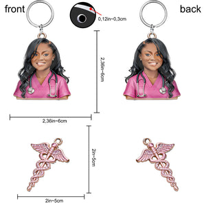 Custom Any Photo - Personalized Nurse Premium Keychain With Charms