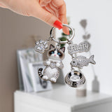 I Love My Cat - Personalized Cat Premium Keychain With Charms