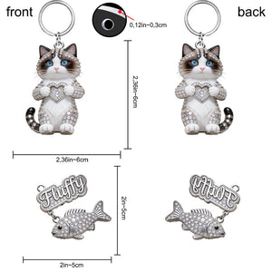 I Love My Cat - Personalized Cat Premium Keychain With Charms