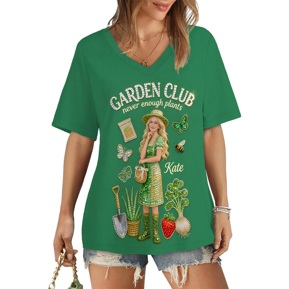 Garden Club - Personalized Gardening Fully Printed V-Neck T-Shirt