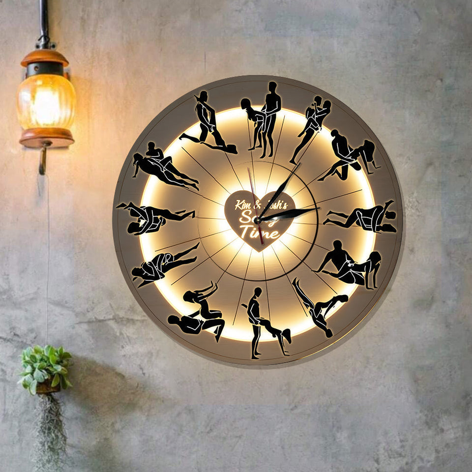 Couple's Sexy Time, Couple Gift Idea - Personalized Couple LED Light Wall Clock