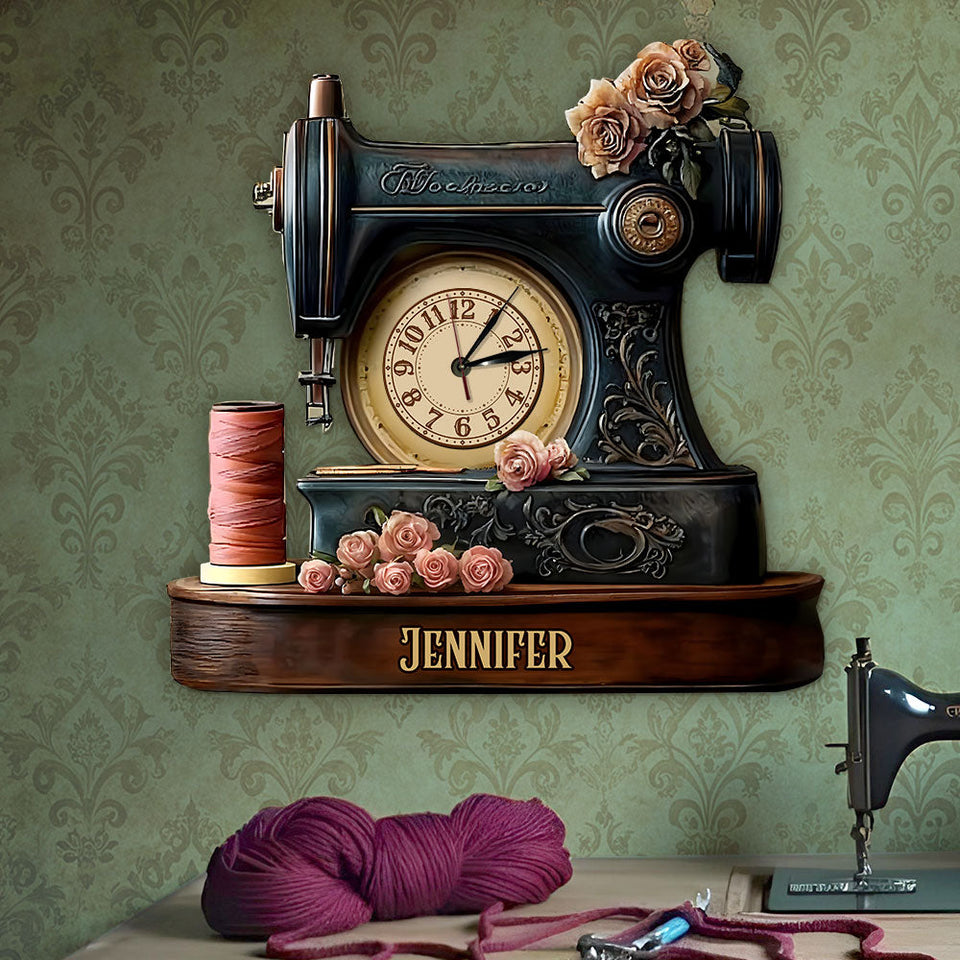 Sewing Time - Personalized Sewing LED Light Wall Clock