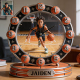 Custom Any Title Love Basketball - Personalized Basketball Desk Clock Plaque