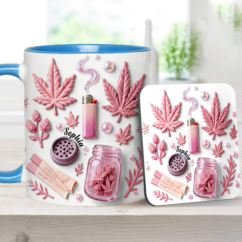 Green Magic Leaf - Personalized Weed Accent Mug & Coaster