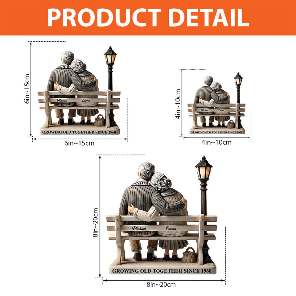 Old Couple Sitting On Bench At The Park - Personalized Couple Custom Shaped Acrylic Plaque