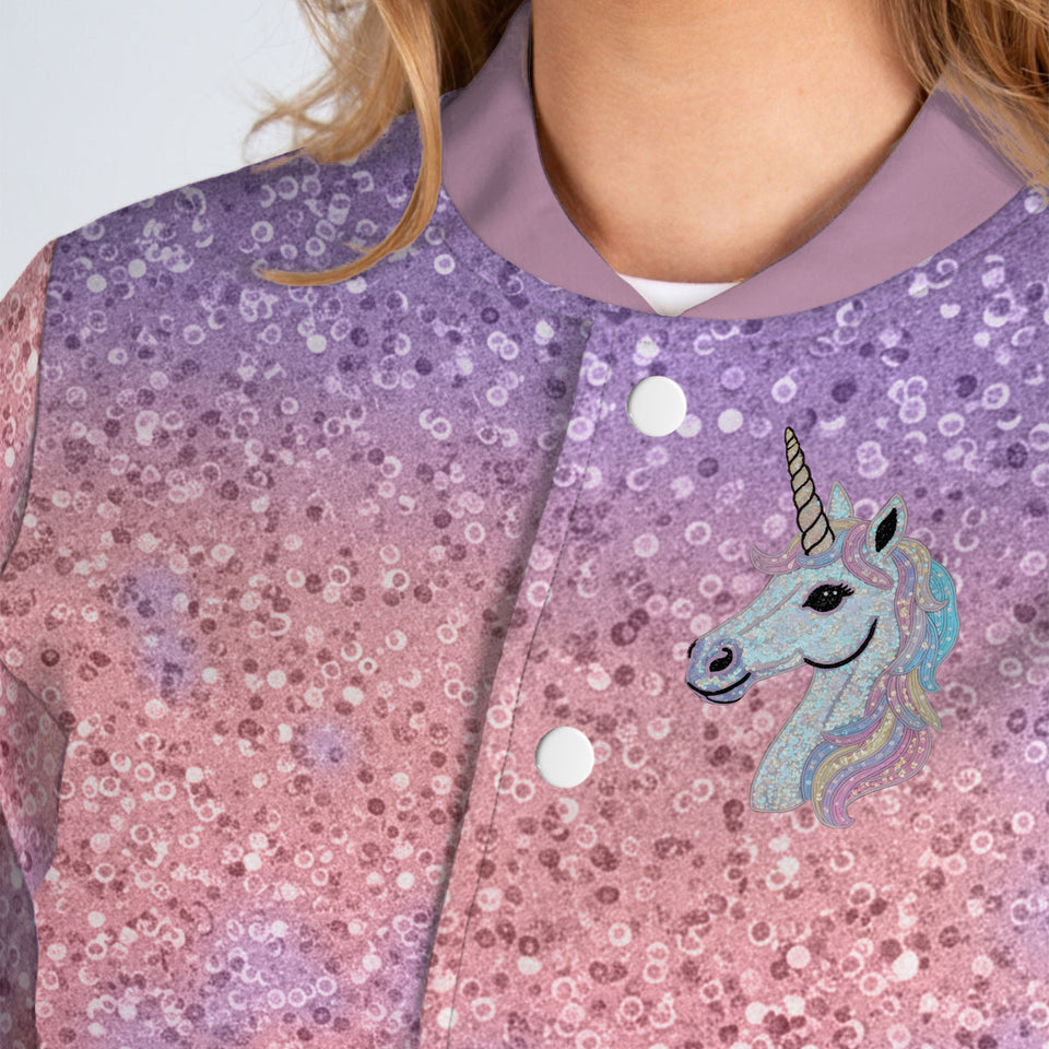 Beautiful Unicorn Gift For Girl - Personalized Kid Varsity Jacket