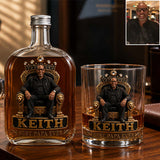 Gift For Black King, Custom Gift Father's Day - Personalized Father Whiskey Bottle & Glass