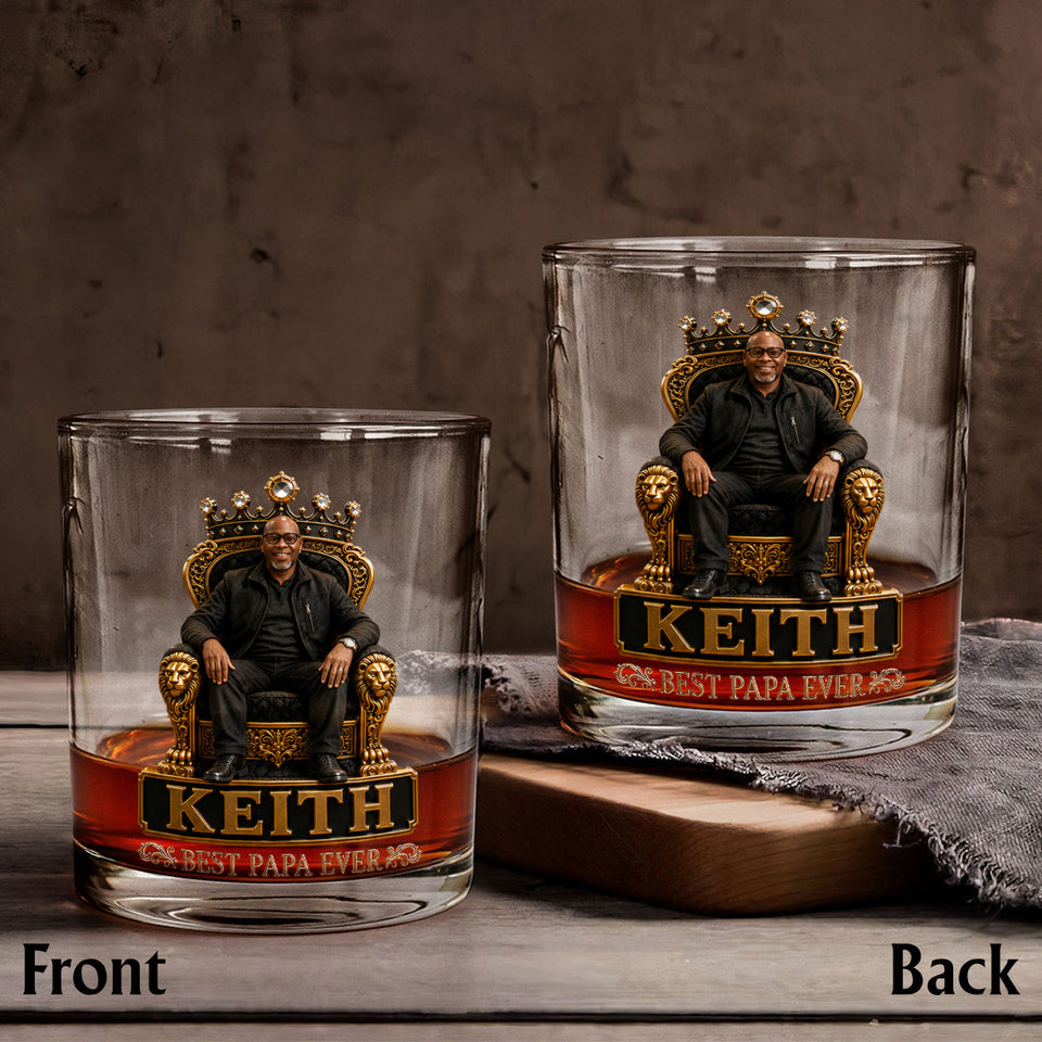 Gift For Black King, Custom Gift Father's Day - Personalized Father Whiskey Bottle & Glass