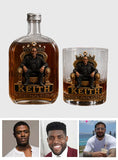 Gift For Black King, Custom Gift Father's Day - Personalized Father Whiskey Bottle & Glass