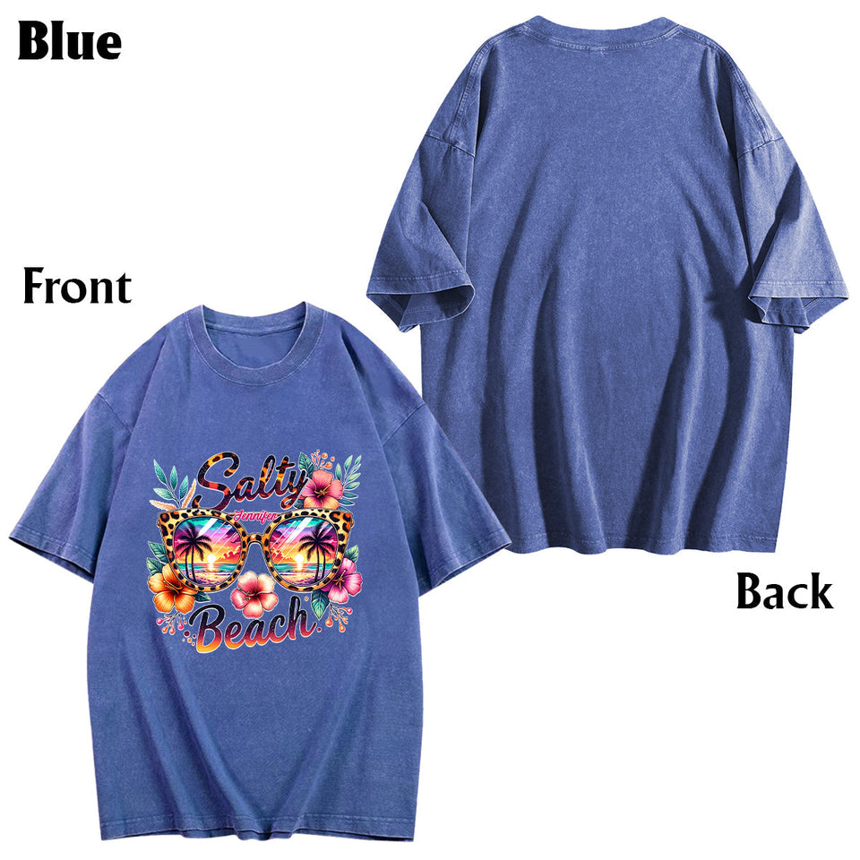 Salty Beach - Personalized Sea Lover Wash T-Shirt