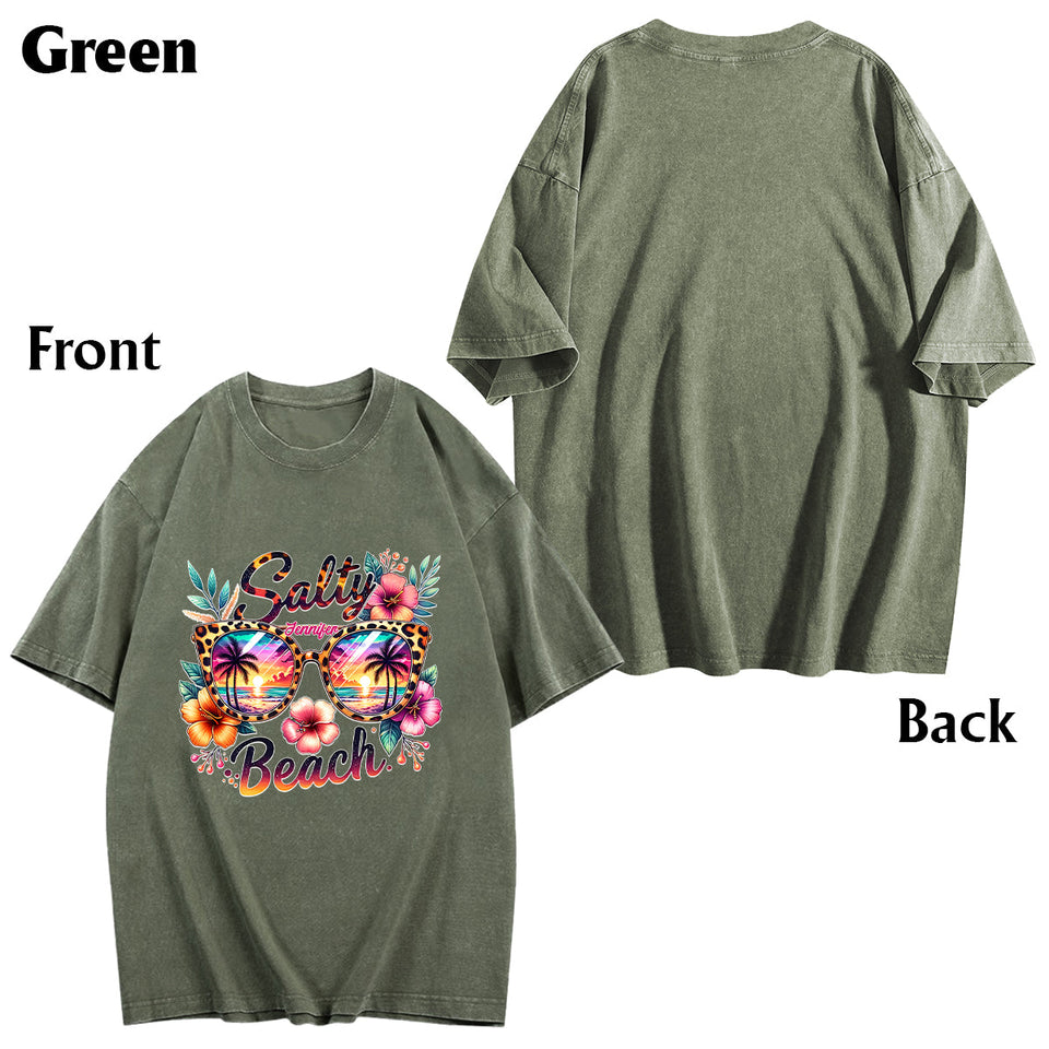 Salty Beach - Personalized Sea Lover Wash T-Shirt