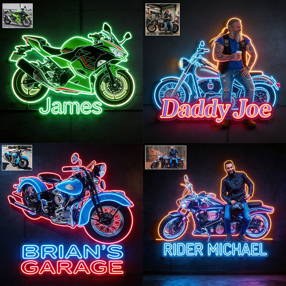 Custom Any Photo, Any Vehicle - Personalized Biker LED Light Acrylic Sign