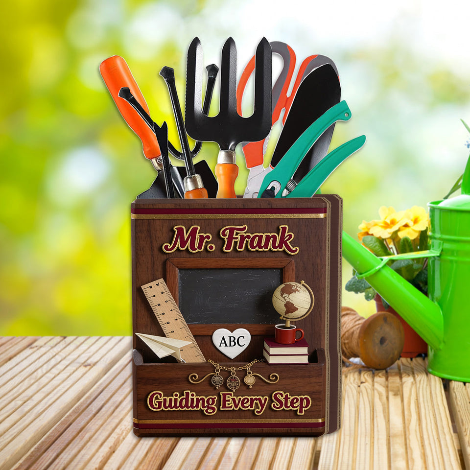 Vintage Teacher - Personalized Teacher Wooden Desk Organizer