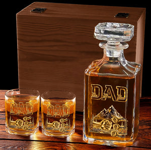 Dad & Kids Fist Bump - Personalized Father Whiskey Decanter Set