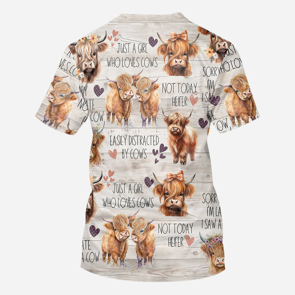 Just A Girl Who Loves Highland Cows - Personalized Highland Cow All Over Shirt