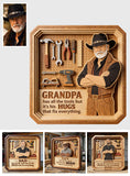 Dad/ Grandpa.. Has All The Tools, But It's His Hugs That Fix Everything - Personalized Father Custom Shaped Wood Plaque