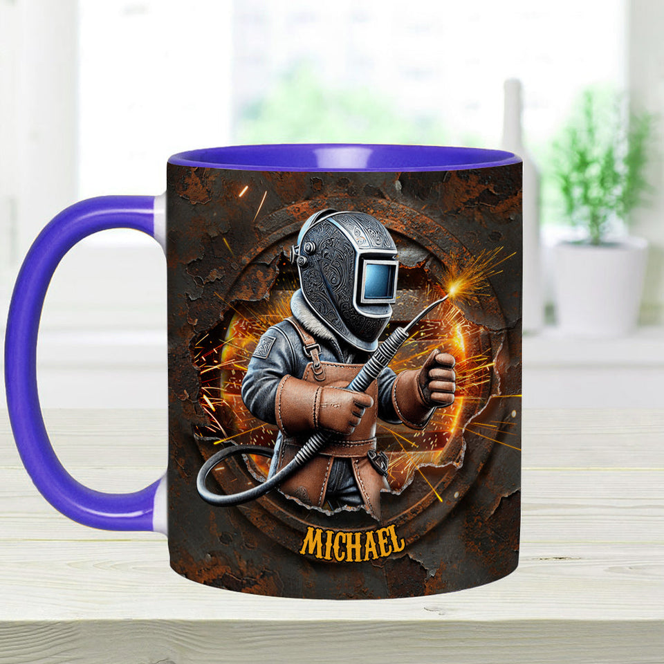 Proud Welder Man - Personalized Welder Accent Mug