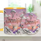 Love SkyDiving - Personalized Skydiving Accent Mug & Coaster