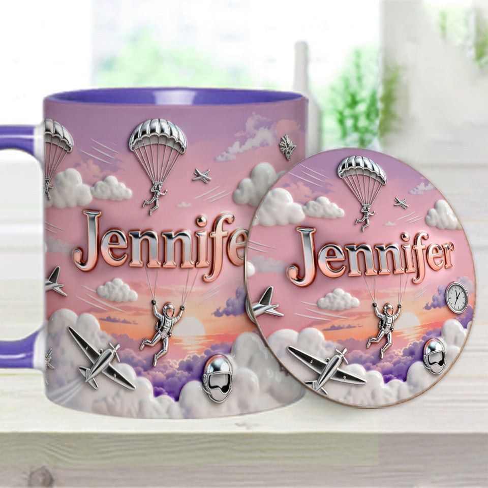 Love SkyDiving - Personalized Skydiving Accent Mug & Coaster