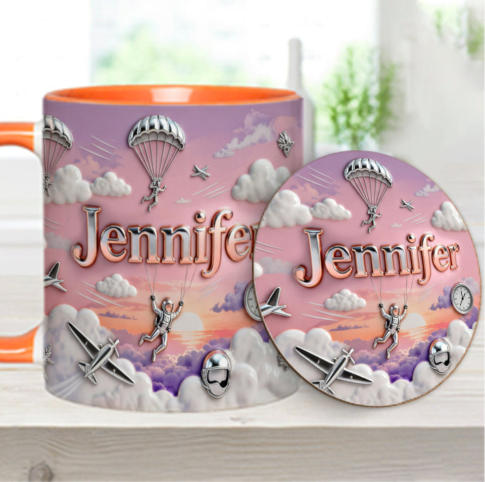 Love SkyDiving - Personalized Skydiving Accent Mug & Coaster