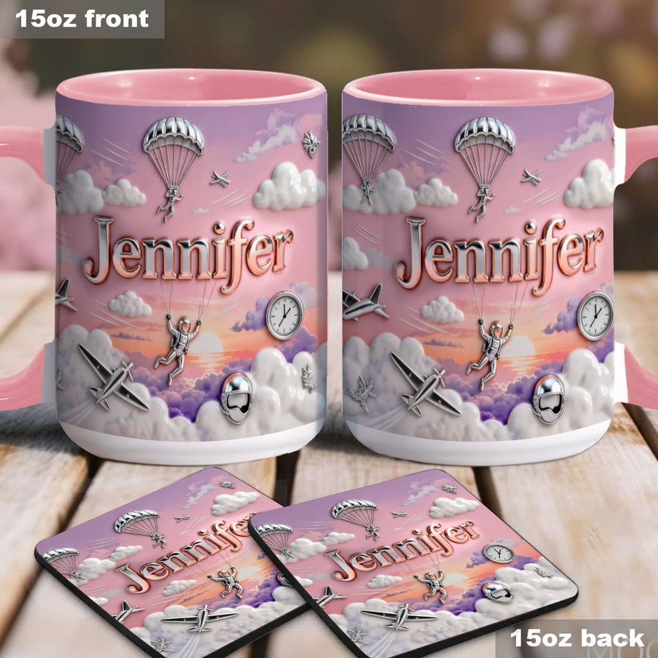 Love SkyDiving - Personalized Skydiving Accent Mug & Coaster
