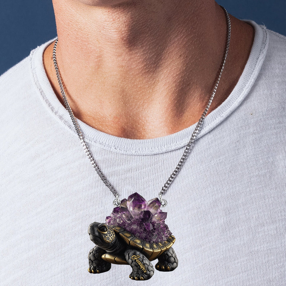 Amethyst/ Rose Quartz/ Ruby/... Style Turtle - Personalized Turtle Custom Shaped Pendant Necklace