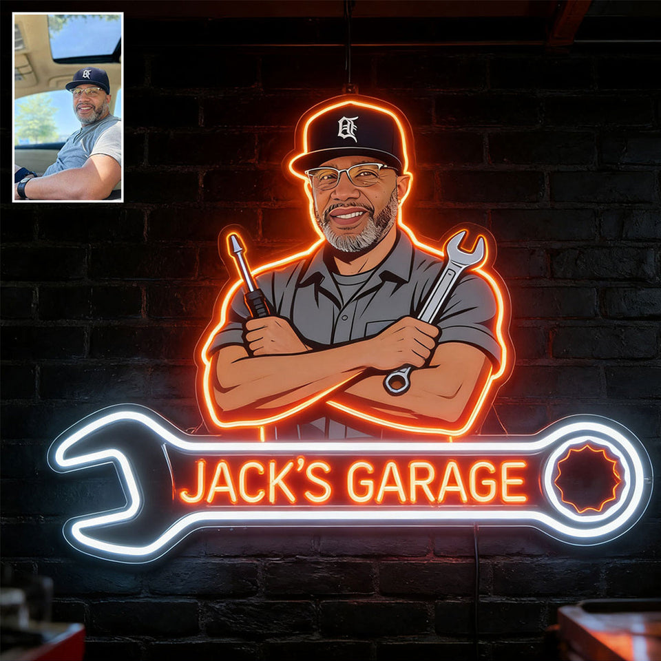 Gift For Him, Father's Day Gift - Personalized Garage LED Light Acrylic Sign