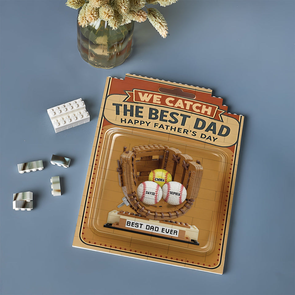 We Catch The Best Dad - Personalized Baseball Vertical Rectangle Building Brick Blocks Printed On Both Sides