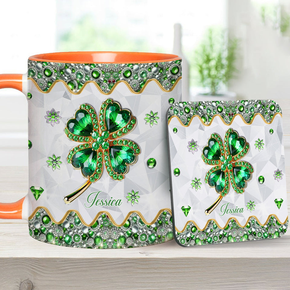 Lucky Four-Leaf Clover - Personalized Saint Patrick's Day Accent Mug