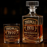 Birthday Gift For Whiskey - Bourbon Lovers - Personalized Whisky Whiskey Decanter Set