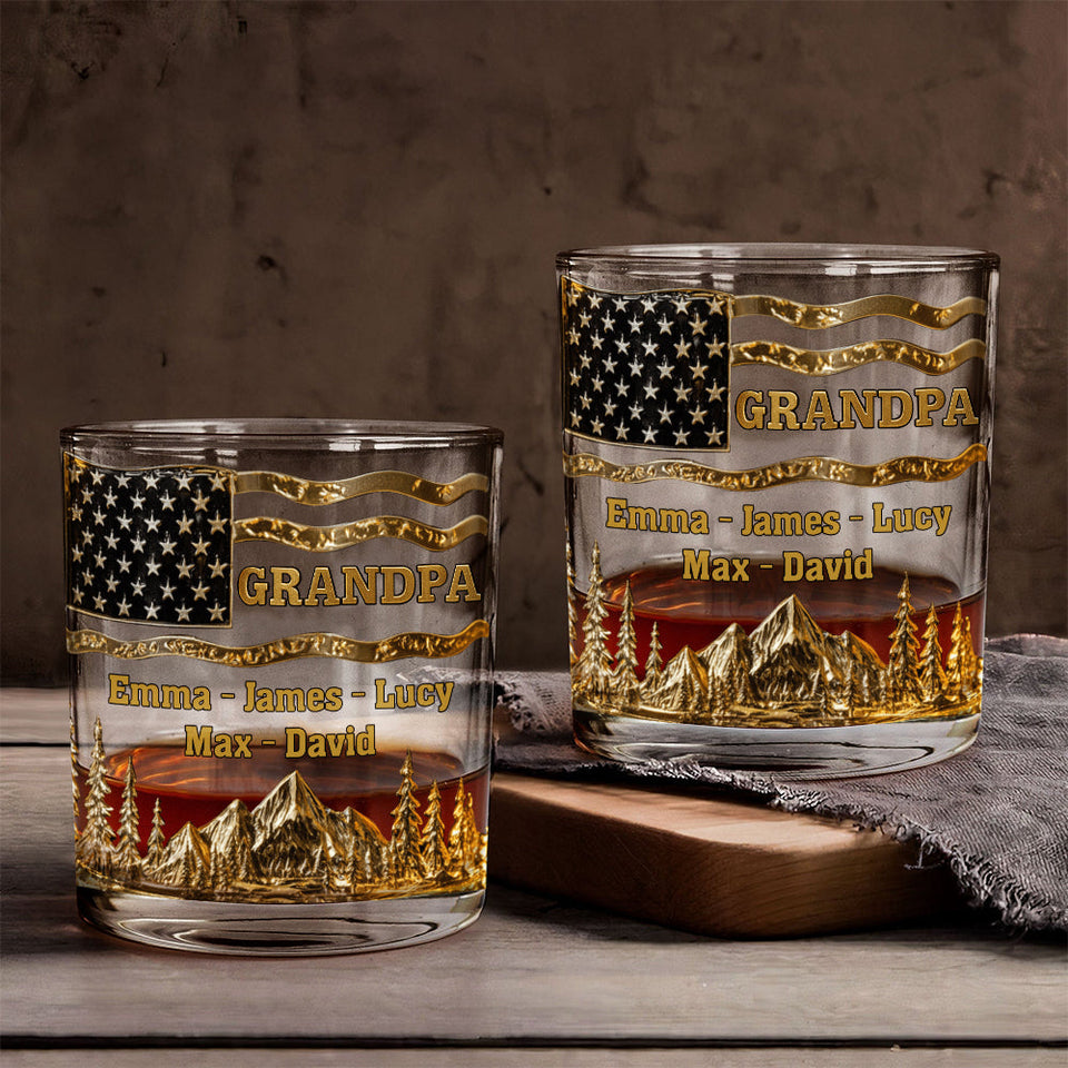 Cool Grandpas Drink Whiskey - Personalized Grandpa Whiskey Glass