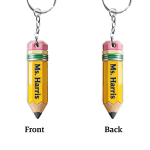Pencil-Shaped Teacher Gift - Personalized Teacher Keychain