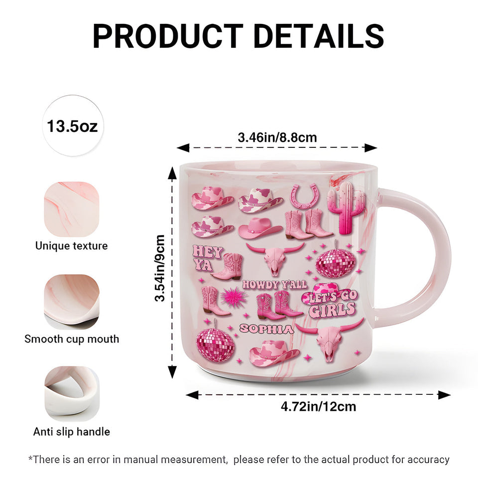 Pink Cowgirl - Personalized Cowgirl Marble Mug